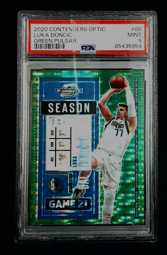 2020 Contenders Optic #85 Luka Doncic Green Pulsar #'d /25 PSA 9