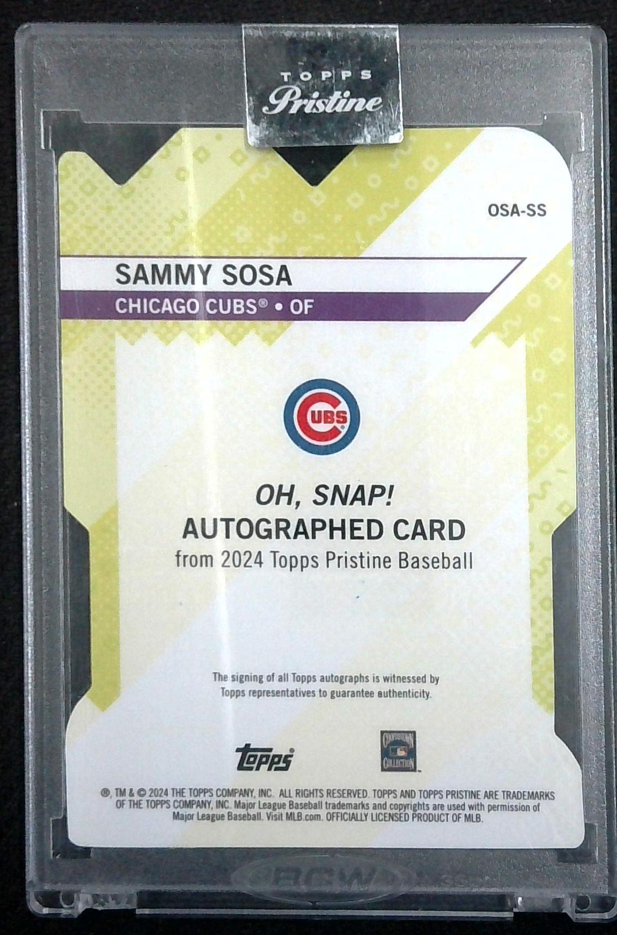 2024 Topps Pristine #OSA-SS Sammy Sosa Oh Snap! Autographs Gold Refractors #/50