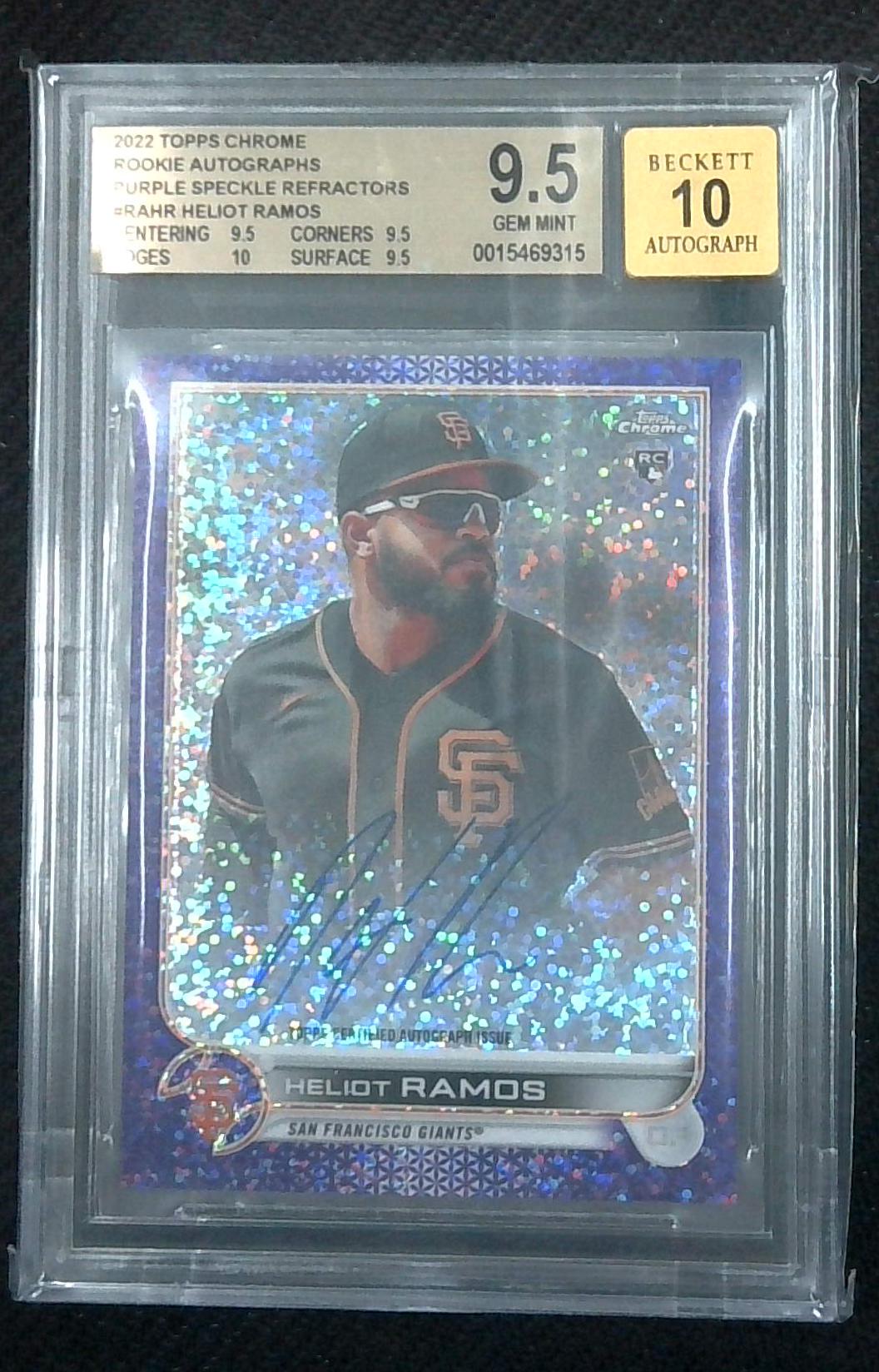Heliot Ramos 2022 Topps Chrome RC AUTO Rookie PURPLE Speckle REFRACTOR /299 BGS 9.5