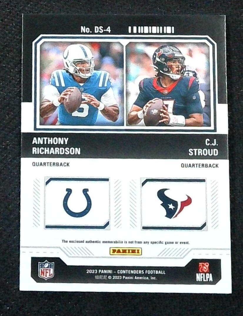 Anthony Richardson / CJ Stroud 2023 Panini Contenders Rookie Ticket Dual Swatches #4 RC