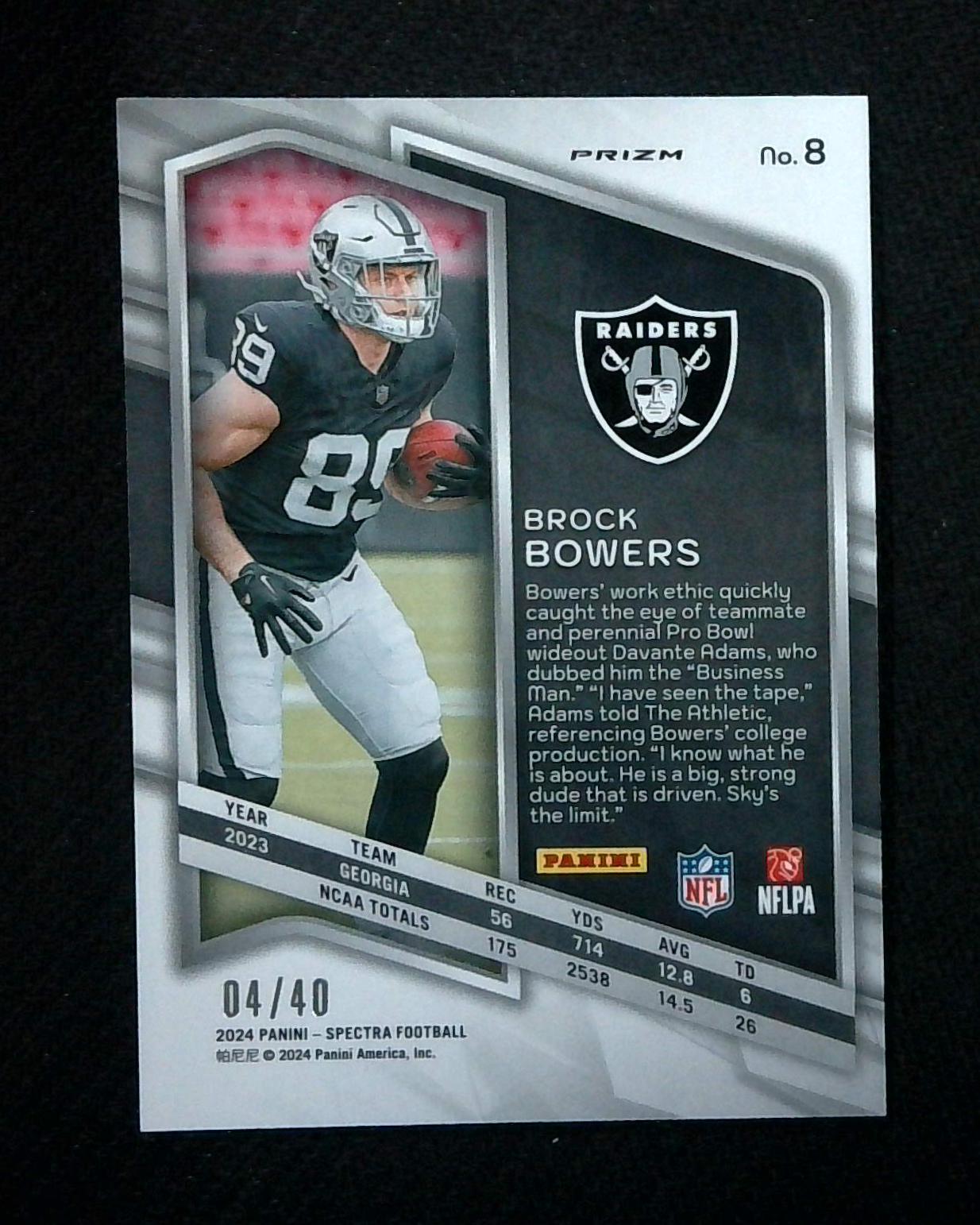 2024 Panini Spectra Brock Bowers RC Rookie Prizm #'d 04/40 SSP