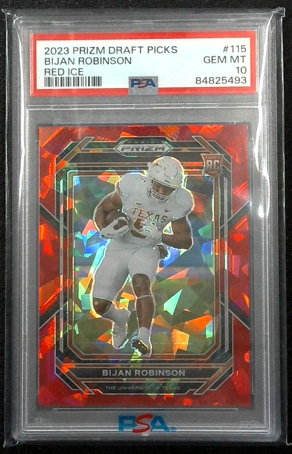BIJAN ROBINSON 2023 Panini Prizm Draft Picks - Red Ice Prizm #115 (RC) PSA 10