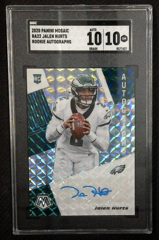 2020 Panini Mosaic Jalen Hurts ROOKIE AUTO #RA22 SGC 10 GEM MINT