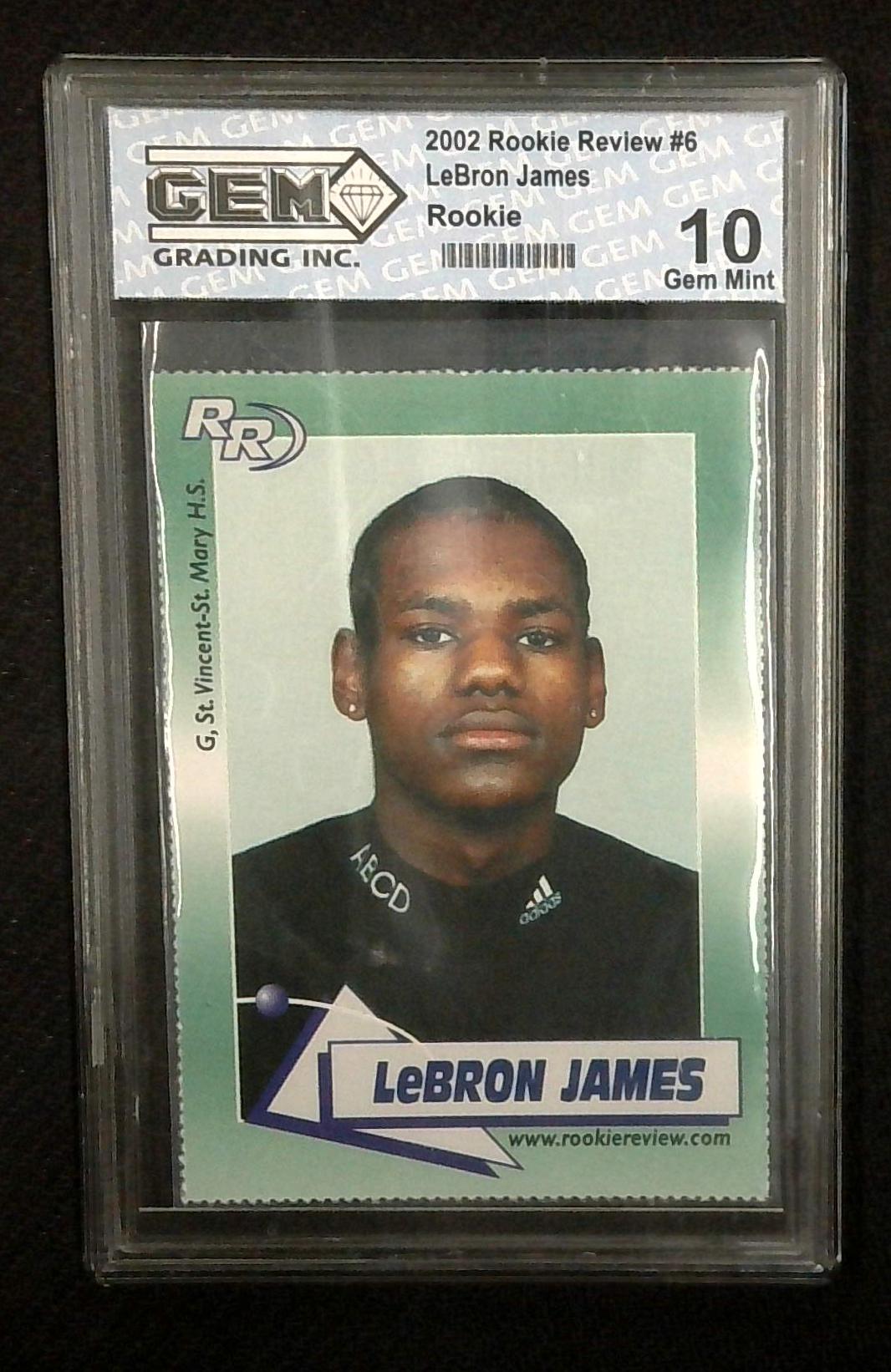 LeBron James 2002 Rookie Review Card #6 Gem Grading Inc. Gem Mint 10