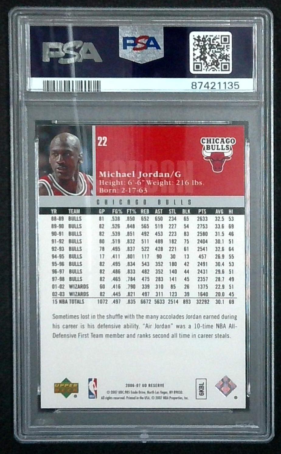 2006 Upper Deck Reserve Michael Jordan #22 PSA 8 NM-MT