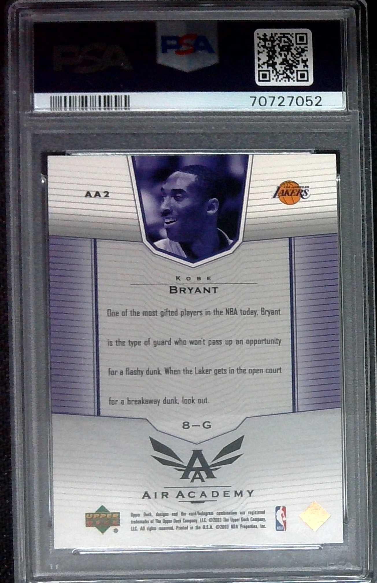 2003 Upper Deck KOBE BRYANT Air Academy Lakers #AA2 PSA 9