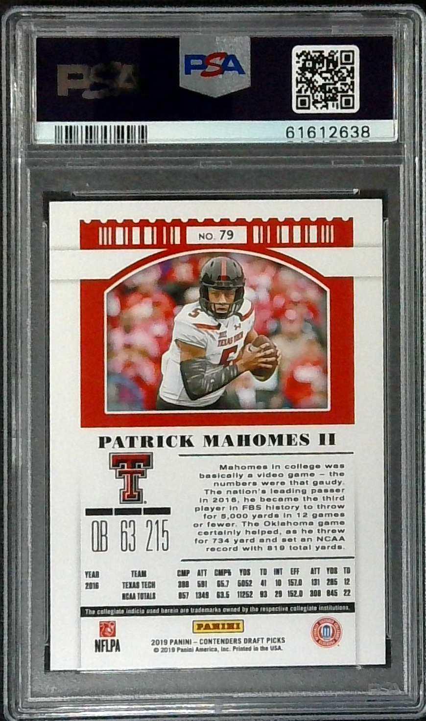 2019 Panini Contenders Draft Picks Patrick Mahomes II #79 PSA 8