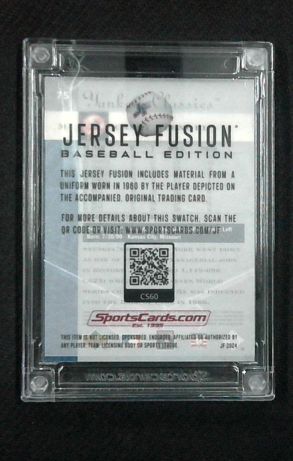 JERSEY FUSION CASEY STENGEL 1960 GAME WORN DUAL PATCH 12/75 - New York Yankees