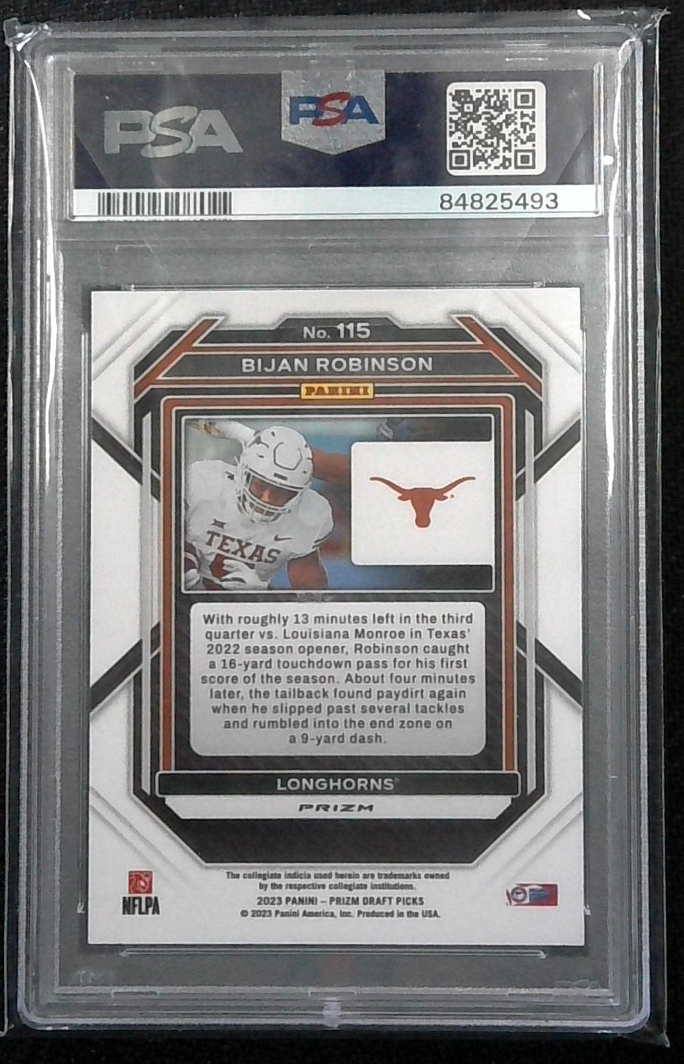 BIJAN ROBINSON 2023 Panini Prizm Draft Picks - Red Ice Prizm #115 (RC) PSA 10