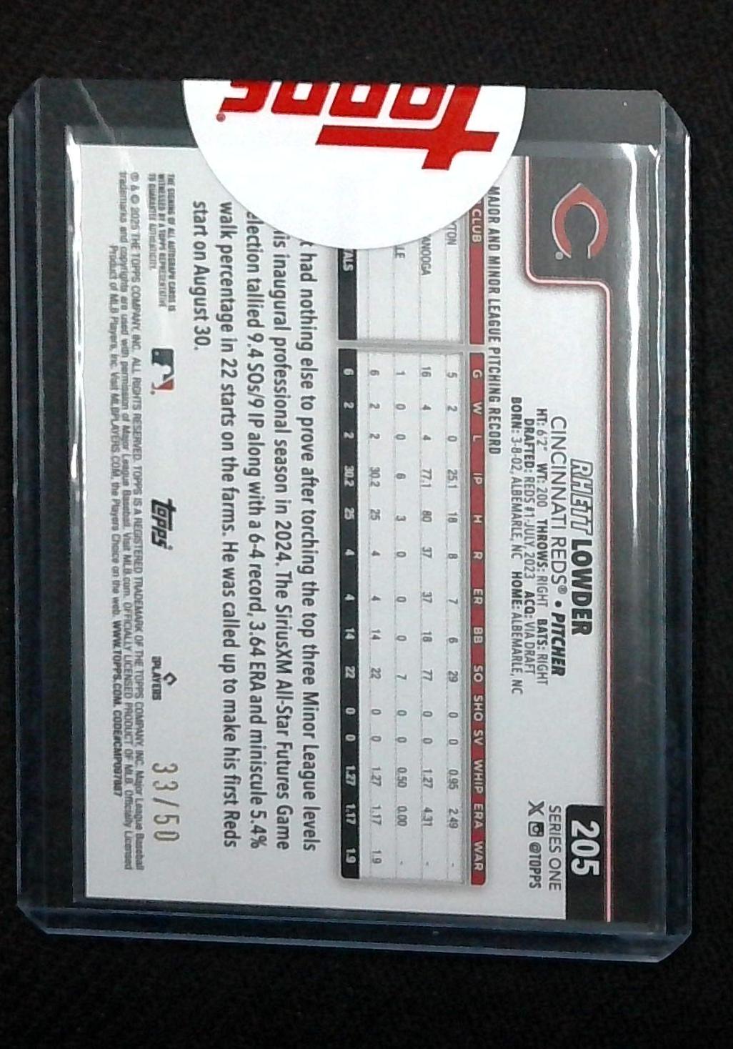 2024 Topps Series 1 Rhett Lowder Gold Rookie Auto /50