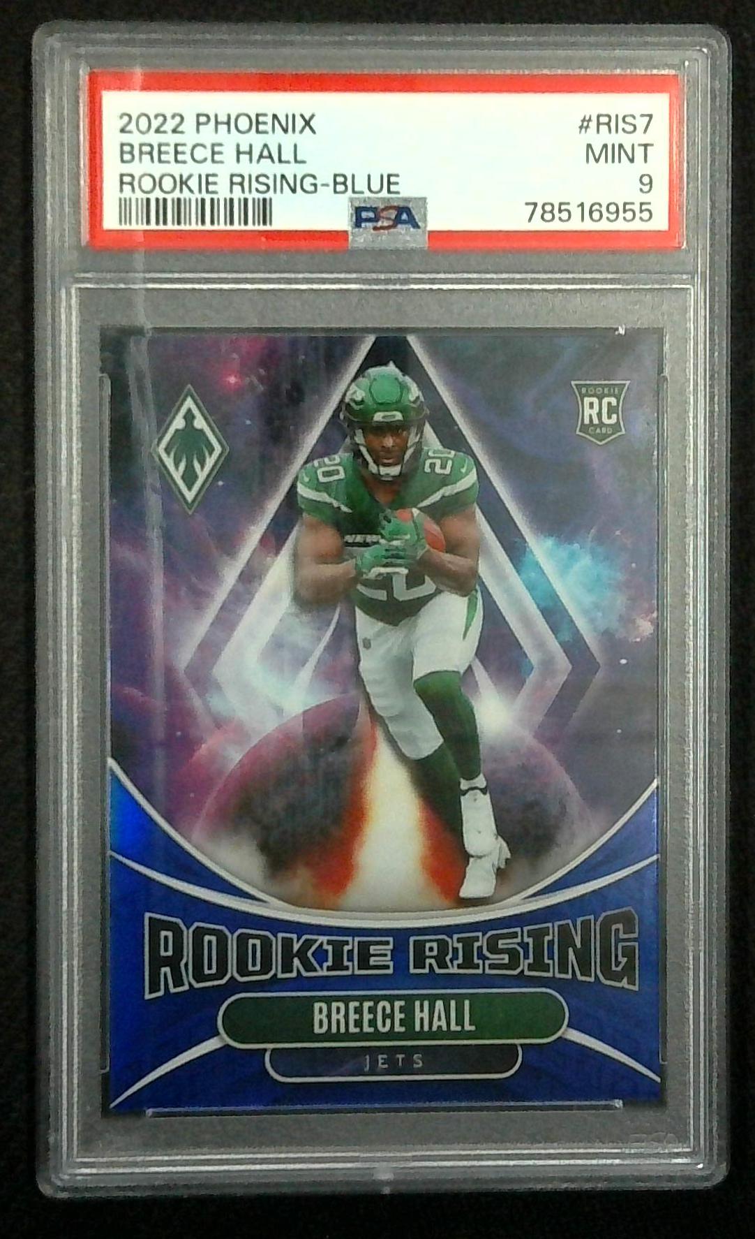 2022 Panini Phoenix BREECE HALL Rookie Rising RC Blue /35 PSA 9 New York Jets