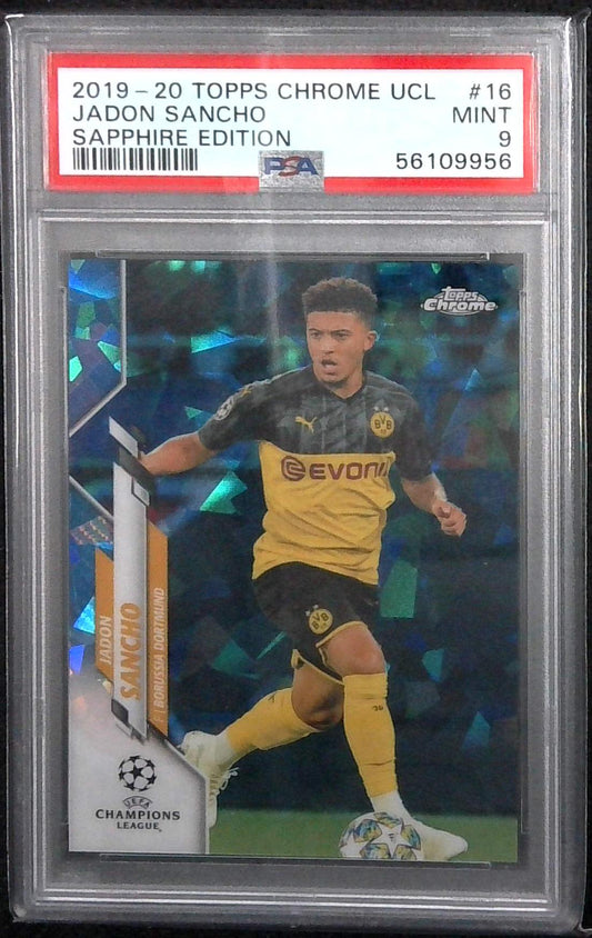 2019-20 Topps Chrome UCL Sapphire Edition #16 Jadon Sancho - PSA MINT 9