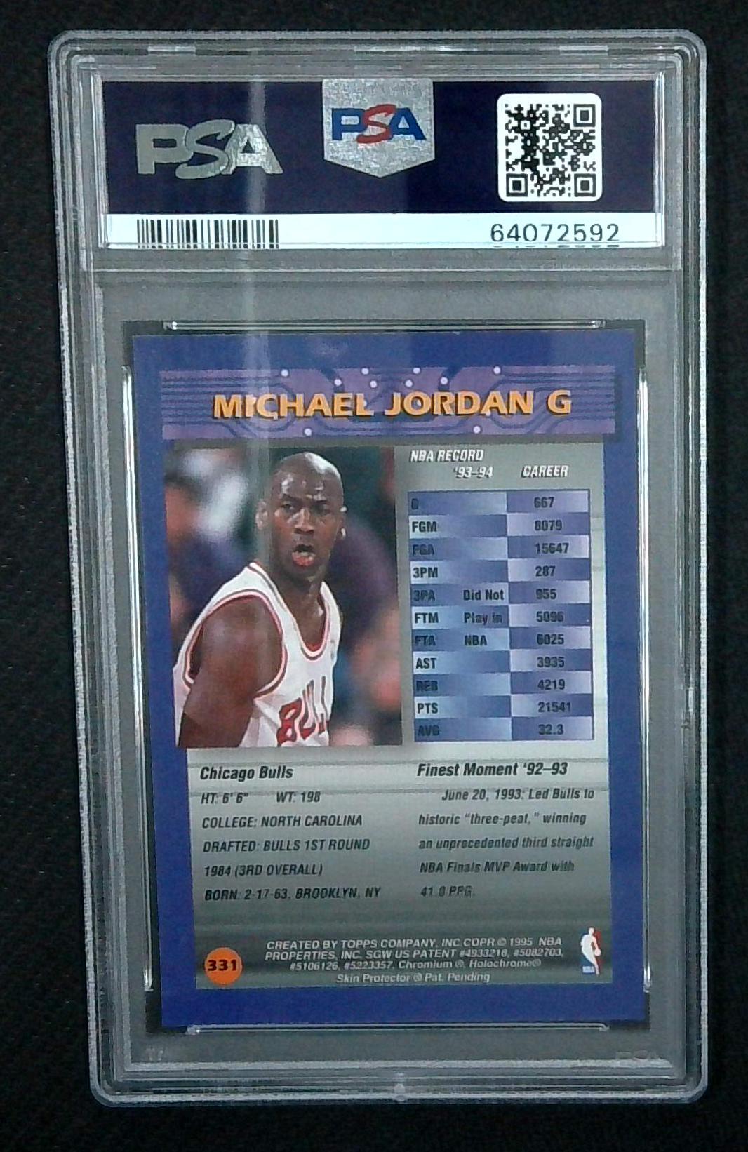 1994 TOPPS FINEST #331 MICHAEL JORDAN PSA 8