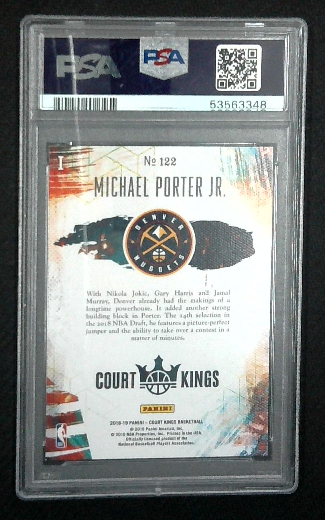2018 Court Kings Rookies International Michael Porter Jr PSA 9 MINT Rookie RC