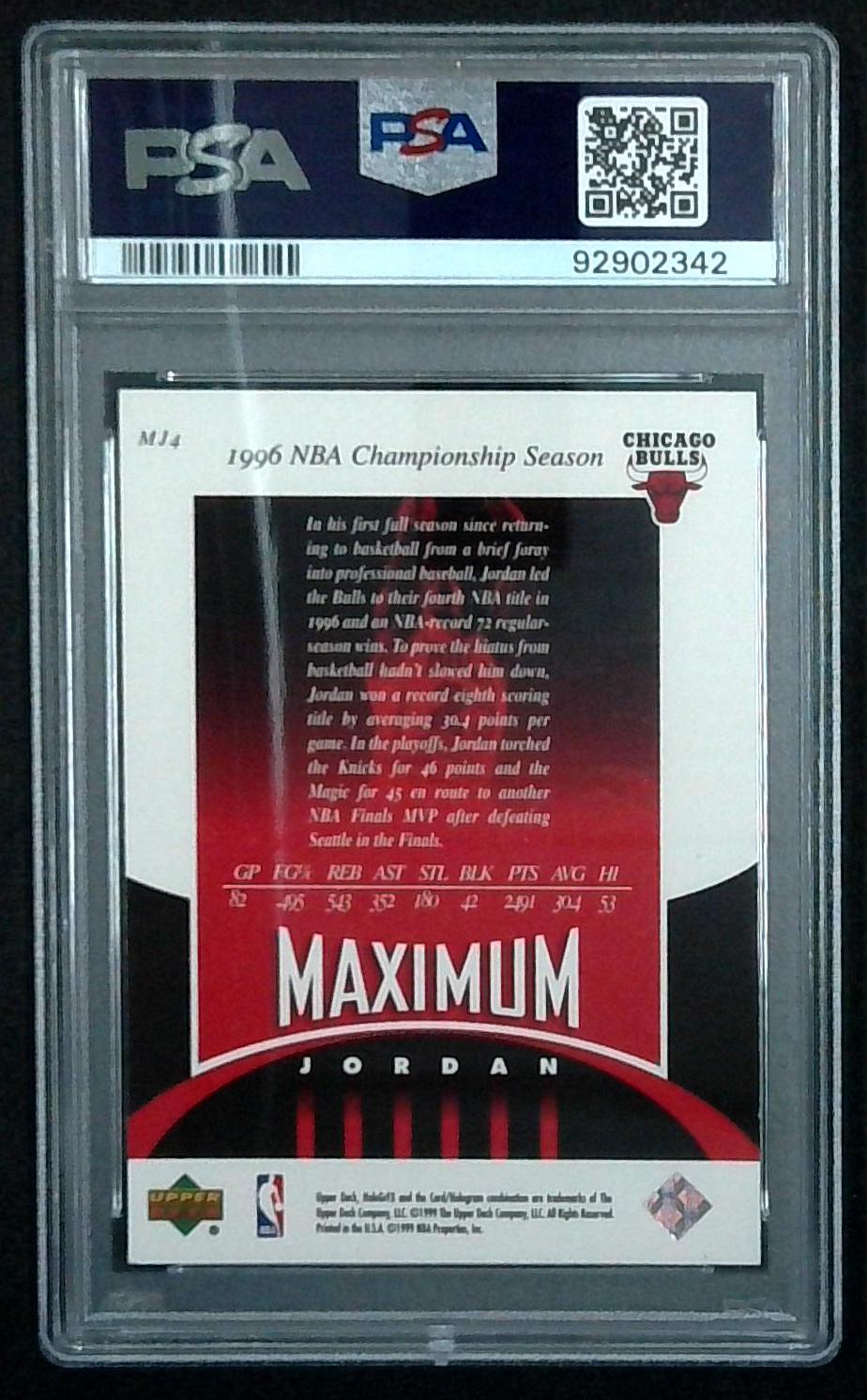 1999-00 Upper Deck UD HoloGrFx Michael Jordan Maximum Jordan #MJ1 PSA 8 Bulls