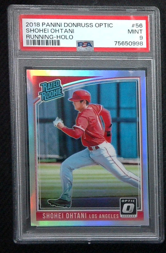 2018 Optic Holo Shohei Ohtani Running Rated Rookie PSA 9
