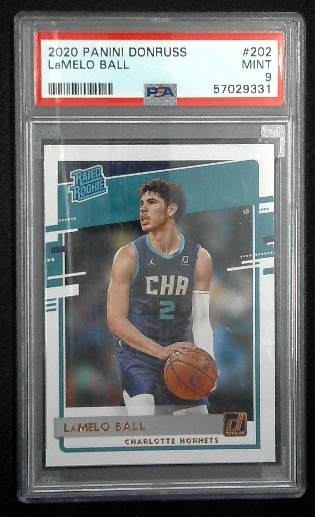 Lamelo Ball 2020-21 Panini Donruss Rated Rookie RC #202 PSA 9 Mint Hornets