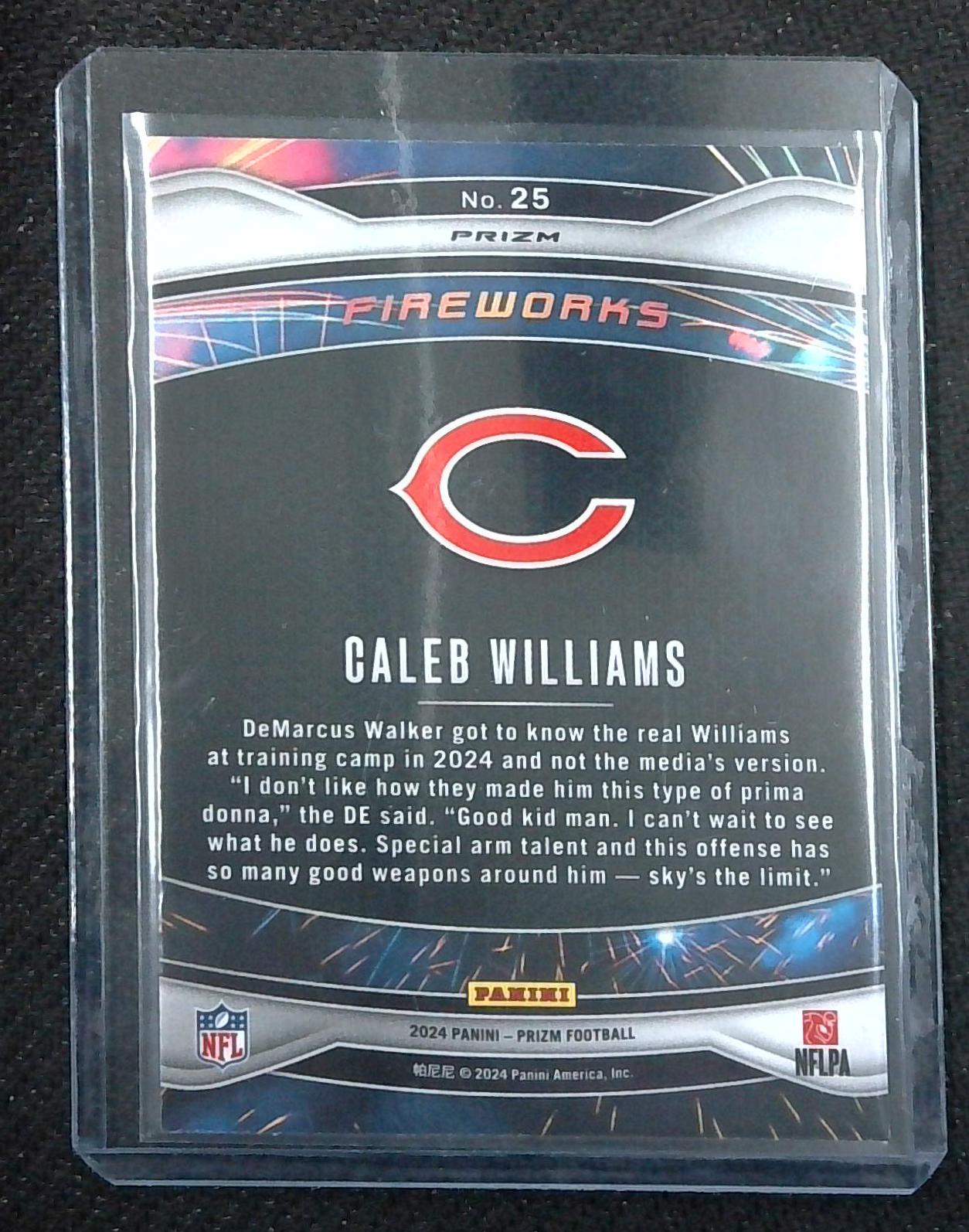 2024 Panini Prizm - Fireworks Green Prizm #25 Caleb Williams (RC)