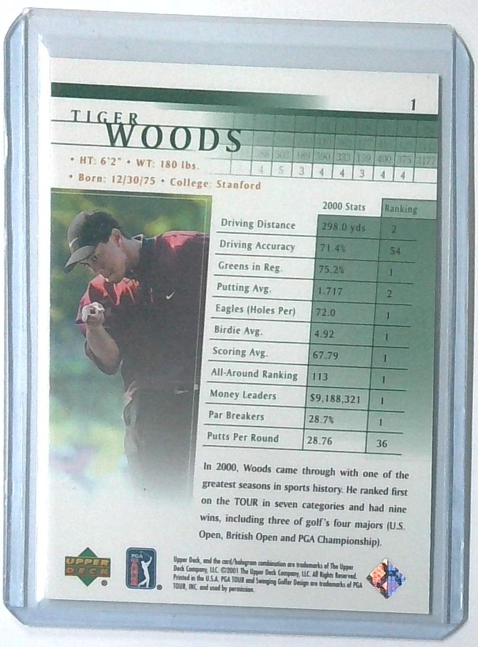 2001 Upper Deck Tiger Woods RC #1 PGA TOUR GOAT Iconic Rookie!