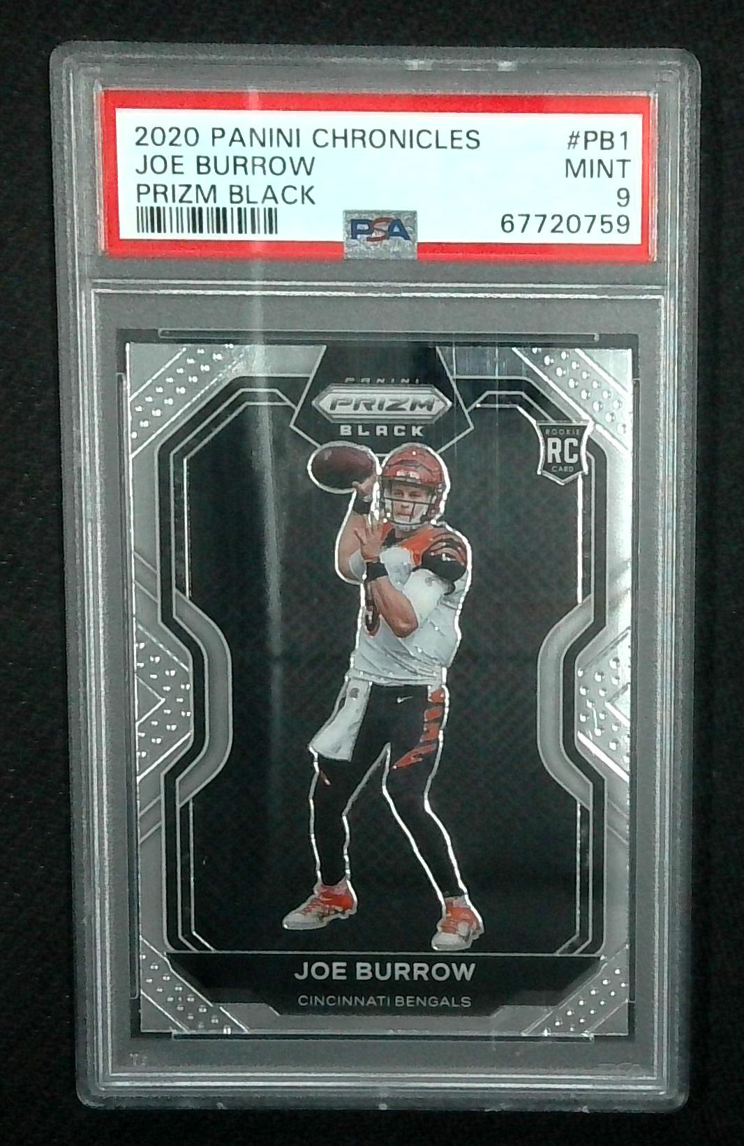 2020 Panini Chronicles Prizm Black JOE BURROW RC Rookie PSA 9