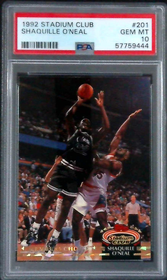 1992-93 Topps Stadium Club Shaquille O'Neal Members Choice Rookie RC #201 PSA 10