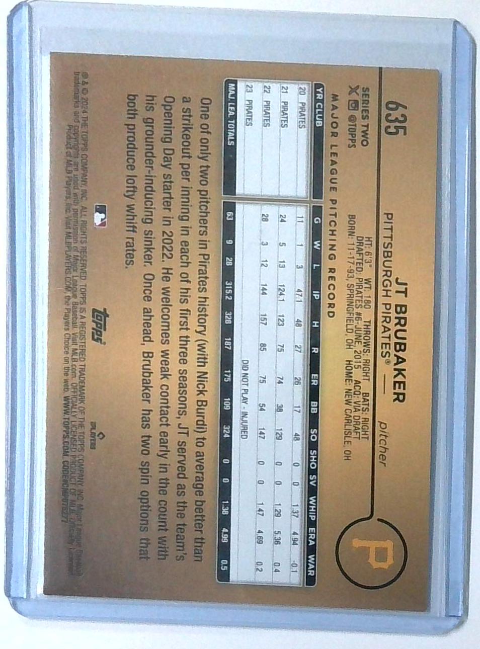 2024 Topps series 2 Gold Mirror Image JT Brubaker