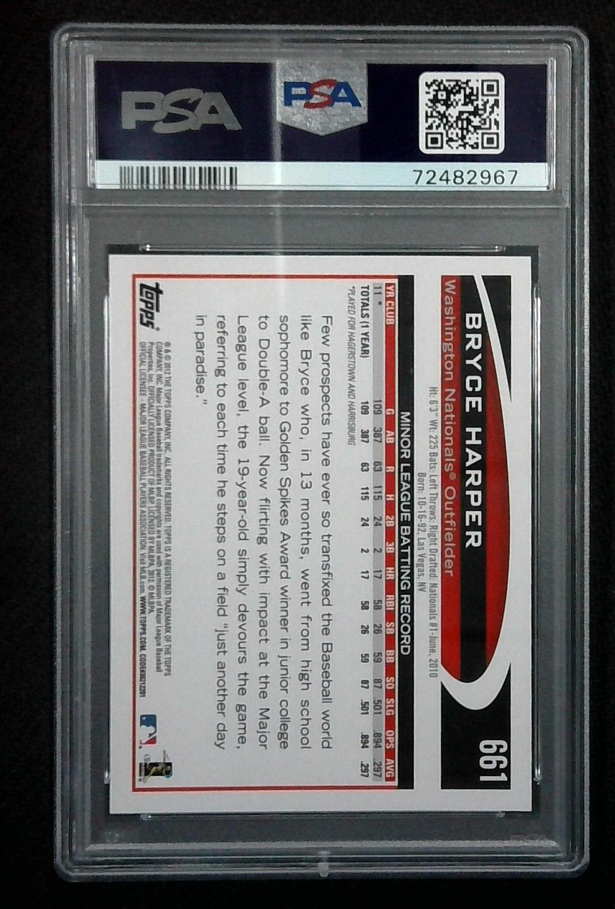 2012 Topps Bryce Harper Blue Helmet Rookie PSA 9