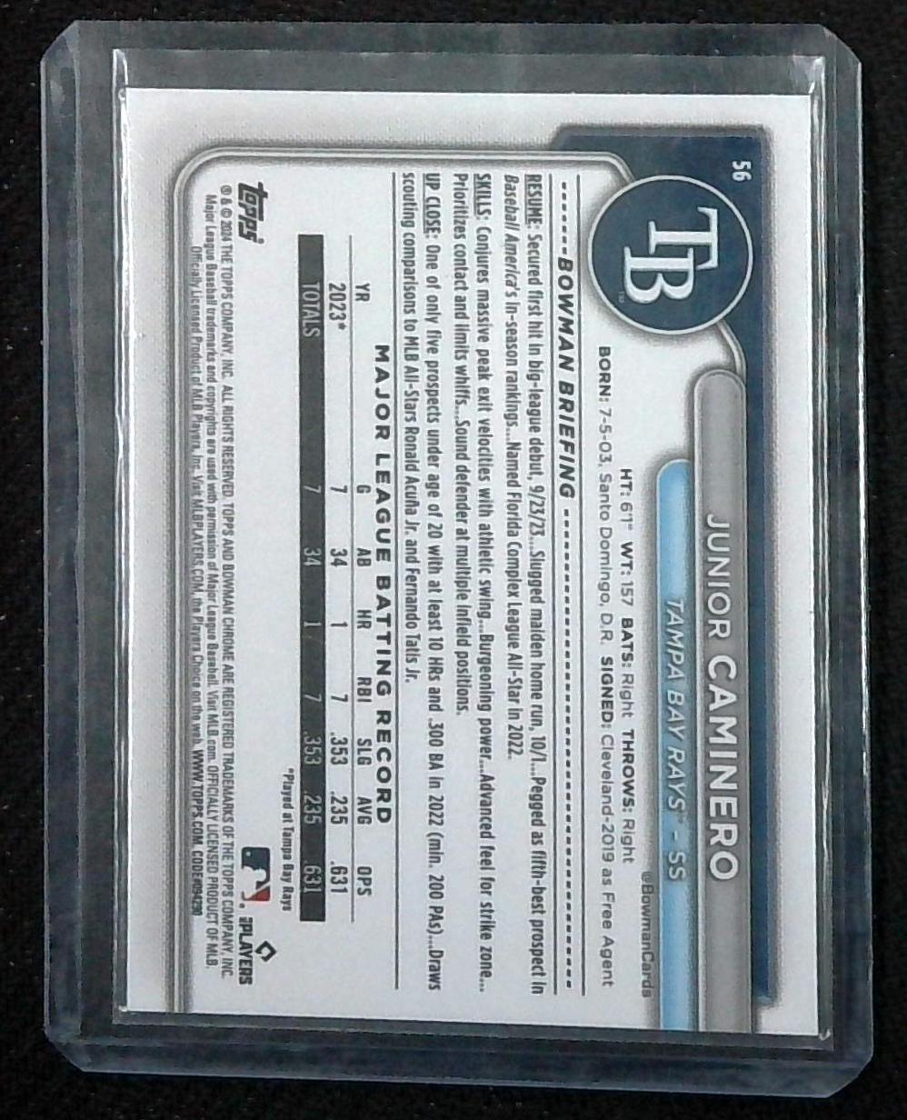 Junior Caminero 2024 Bowman Chrome Blue Mega Box Mojo Refractor Rookie /150