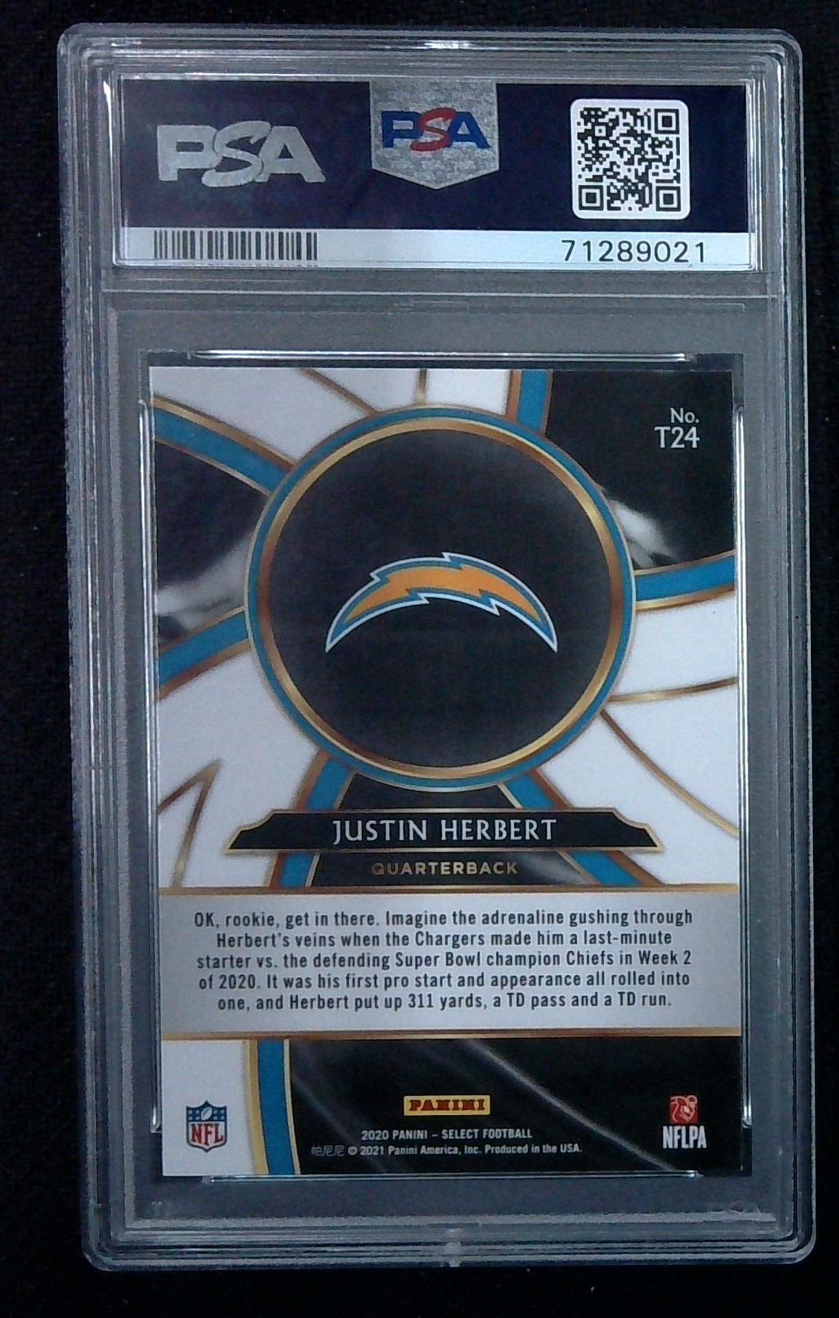 2020 Panini Select Justin Herbert (RC) Turbocharged! #T24 PSA GEM MINT 10