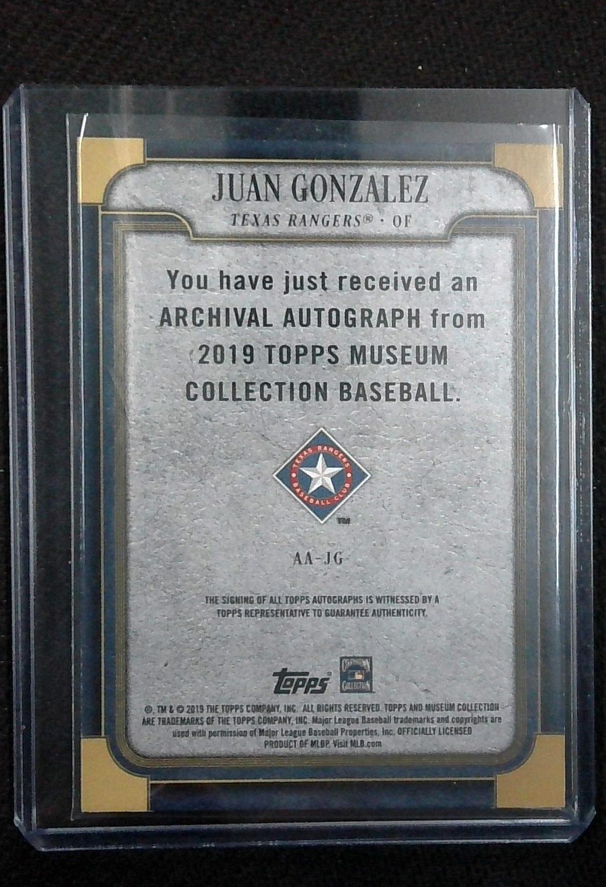 2016 Topps Museum Archival Autographs #AA-JG Juan González Auto sp/199 - Rangers