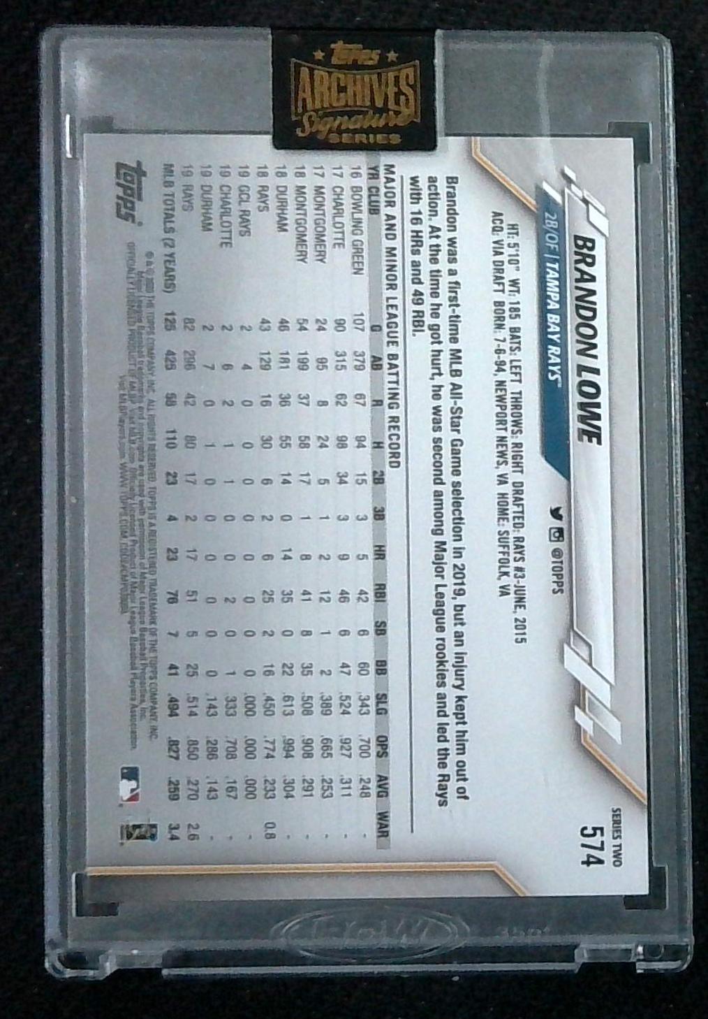 2022 Topps Archives Signature Series Brandon Lowe Auto /91