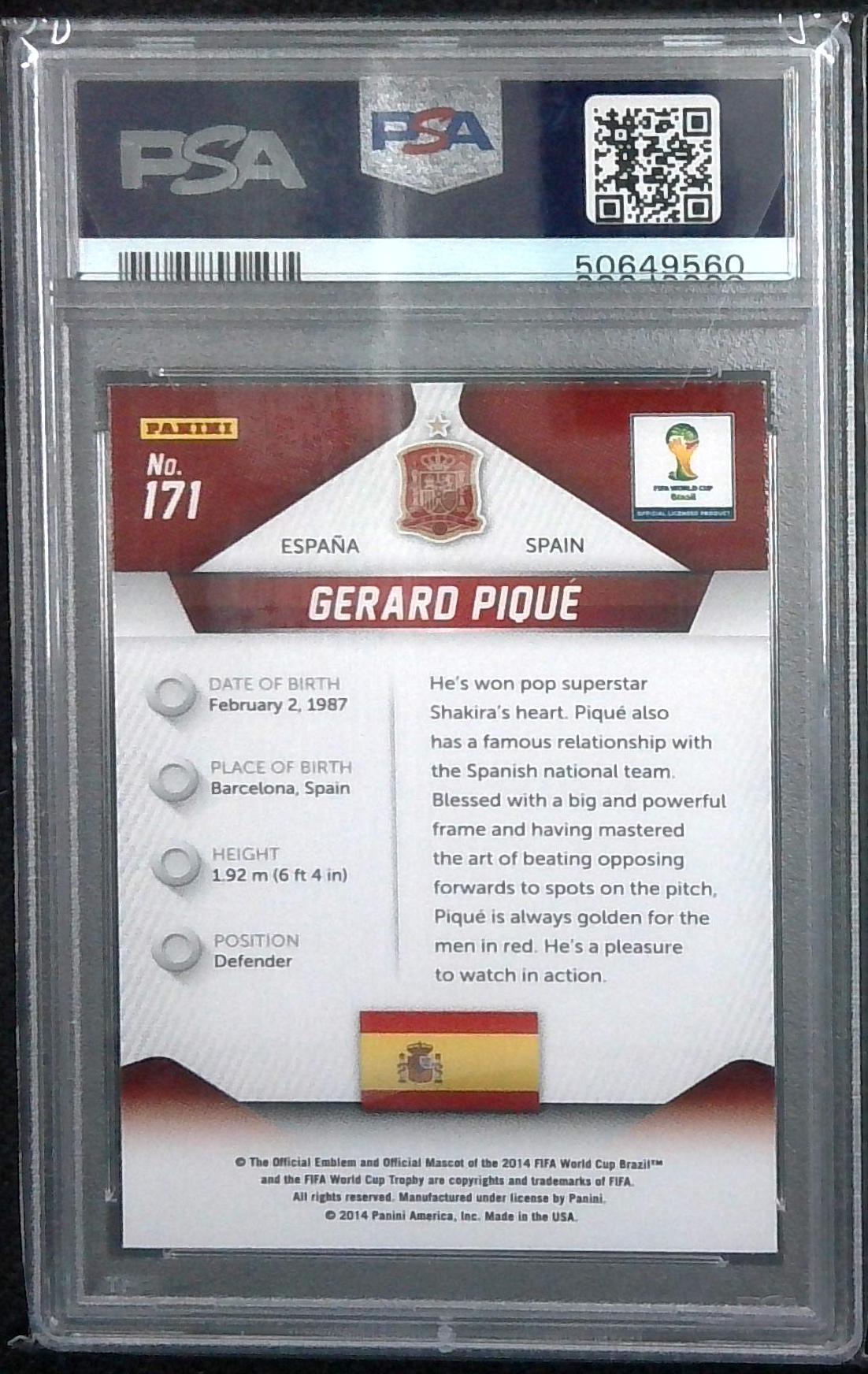 2014 Panini Prizm World Cup Gerard Pique #171 PSA 9 MINT!