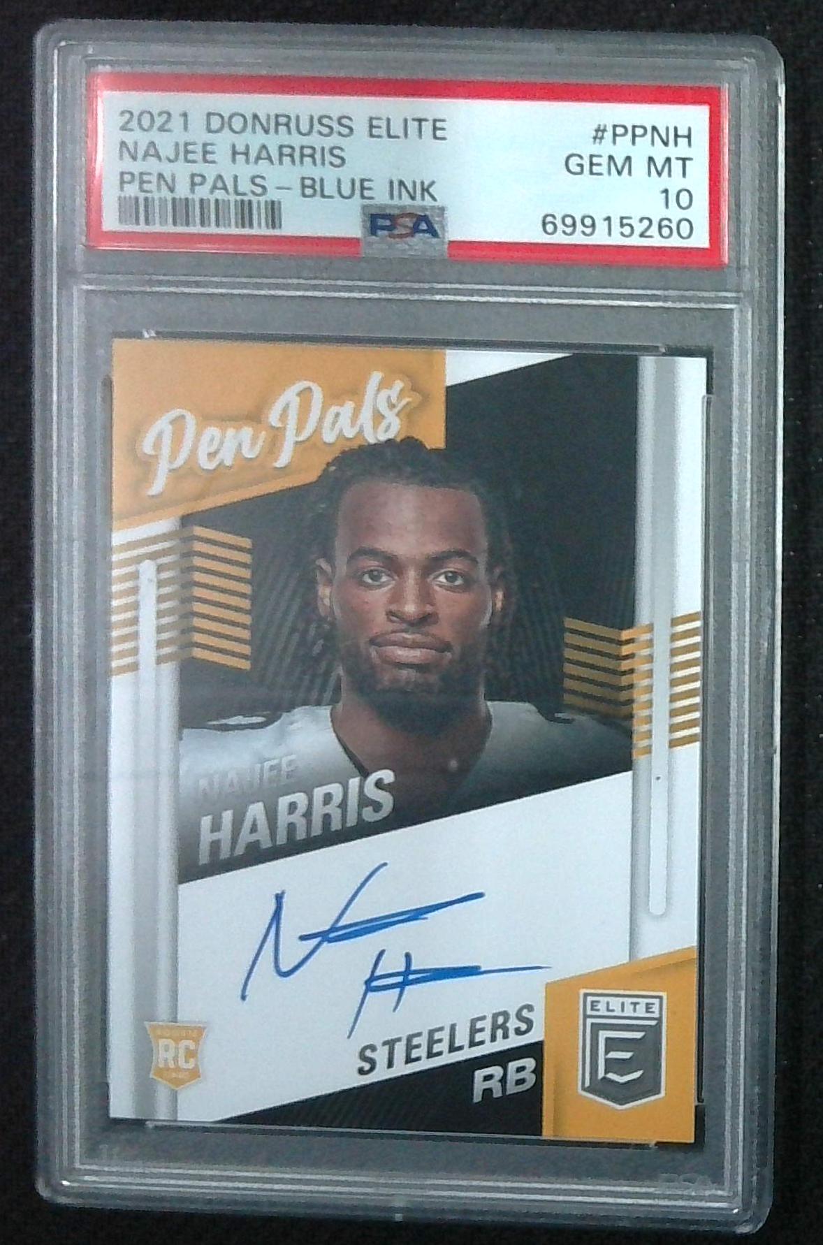 Najee Harris 2021 Donruss Elite Pen Pals Rookie Auto GEM MINT PSA 10 Steelers