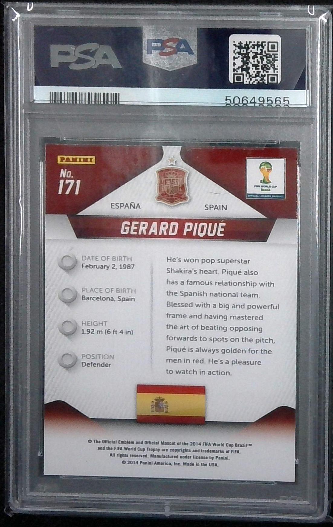 2014 Panini Prizm World Cup Gerard Pique #171 PSA 9 MINT