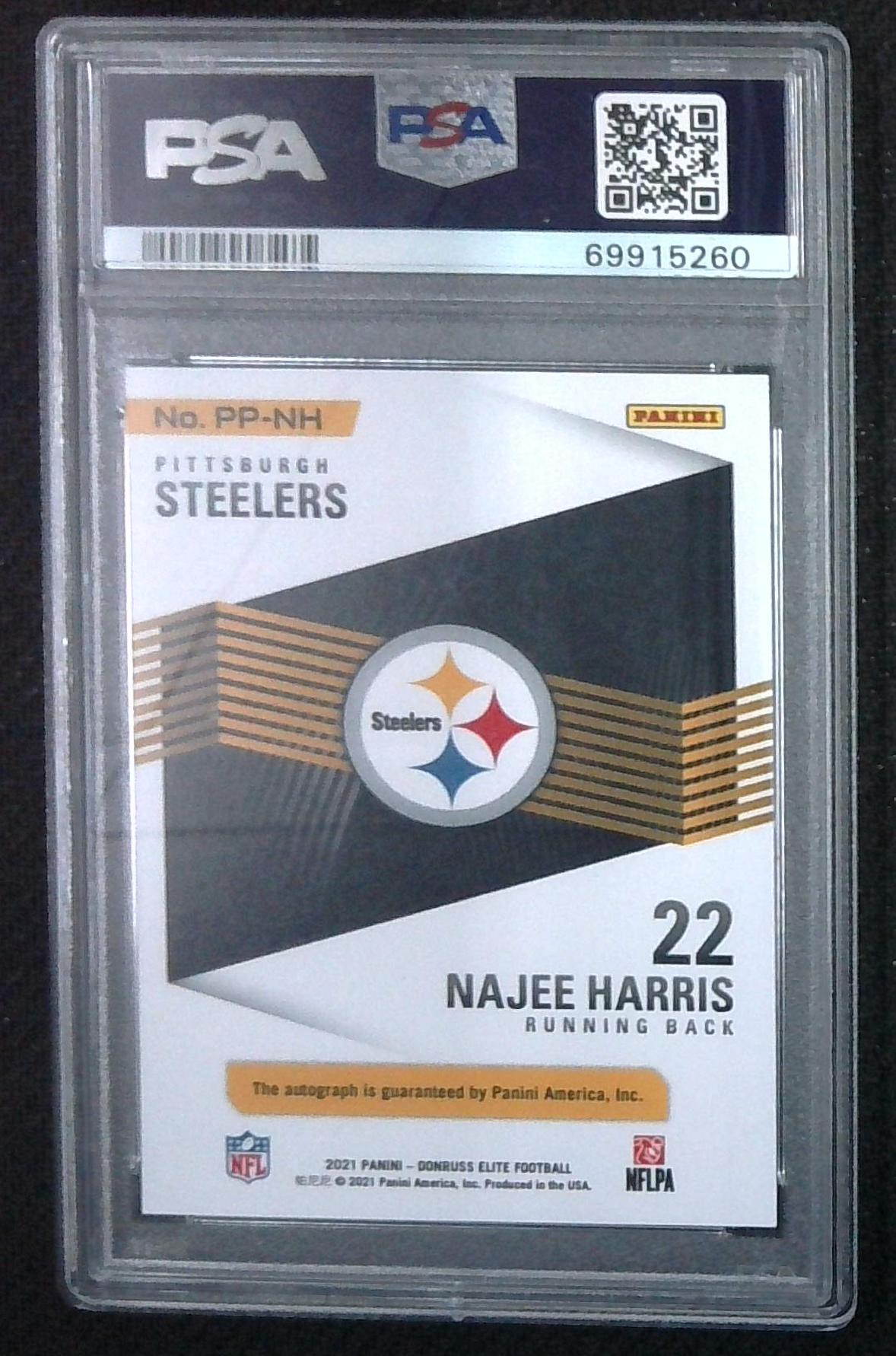 Najee Harris 2021 Donruss Elite Pen Pals Rookie Auto GEM MINT PSA 10 Steelers