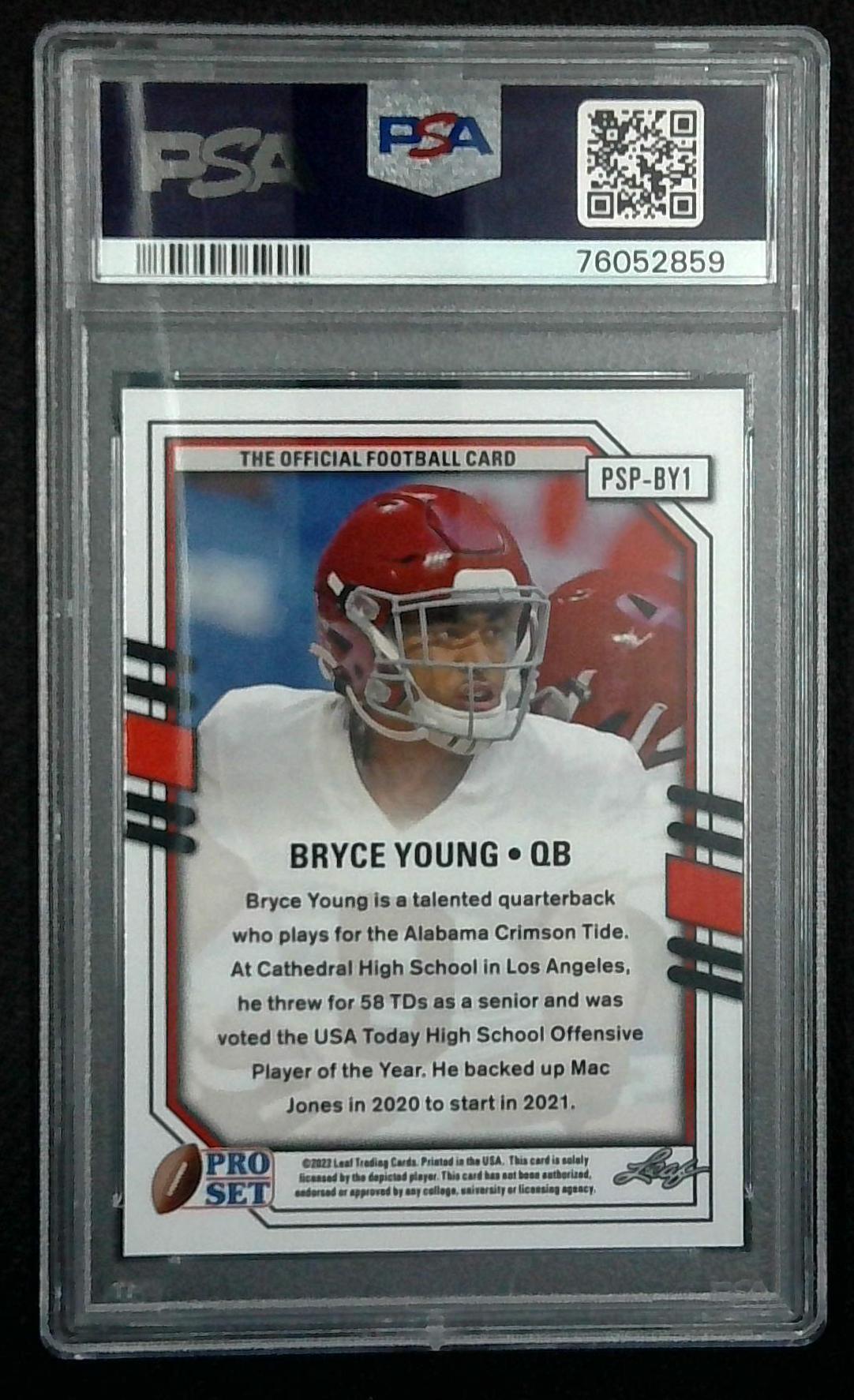 Bryce Young 2022 Leaf Pro Set Metal Draft Prospects Portraits Prismatic Black #PSPBY1 RC (PSA 9)
