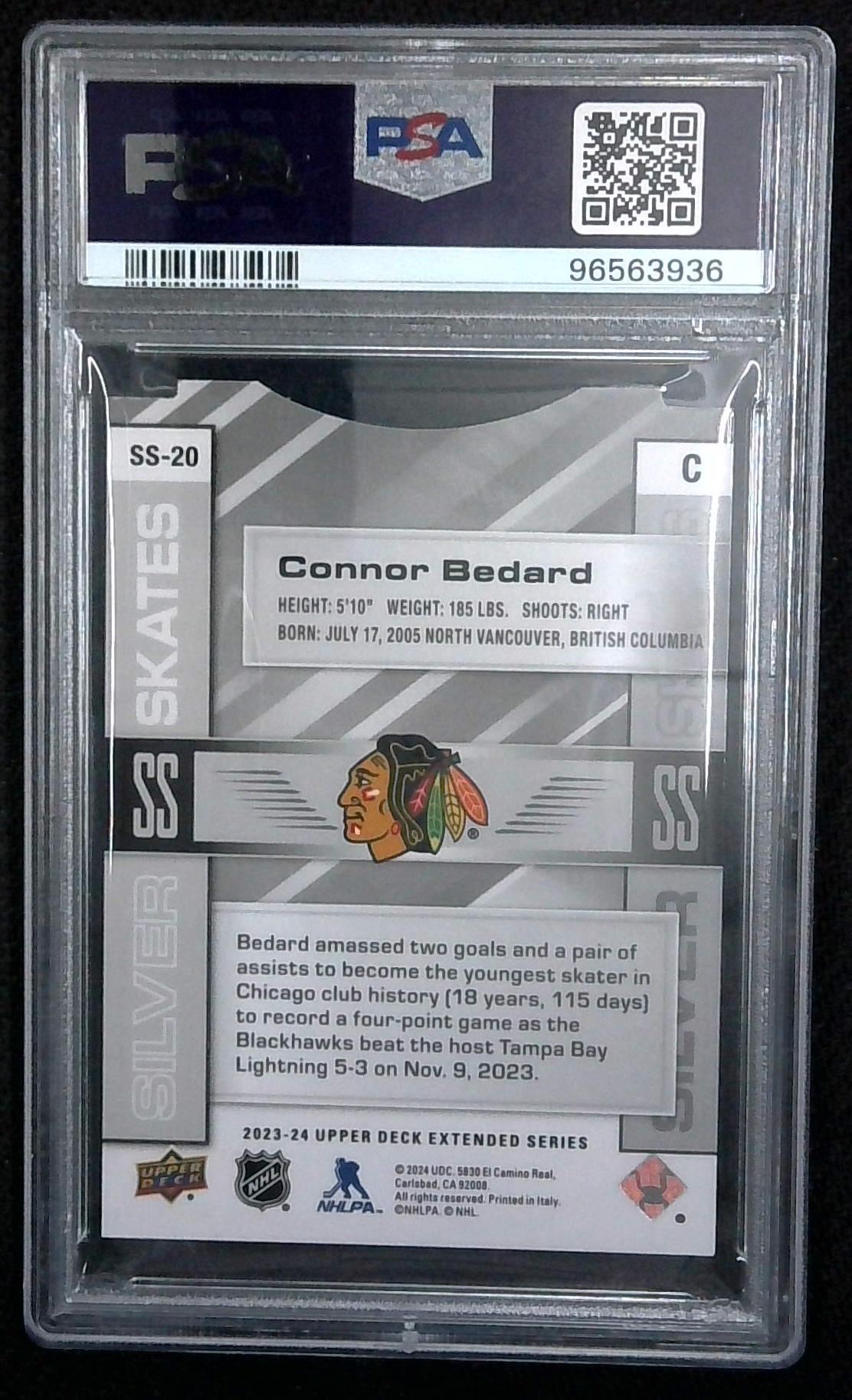 2023-24 Upper Deck Connor Bedard Silver Skates Rookie RC #SS20 PSA 9 Blackhawks