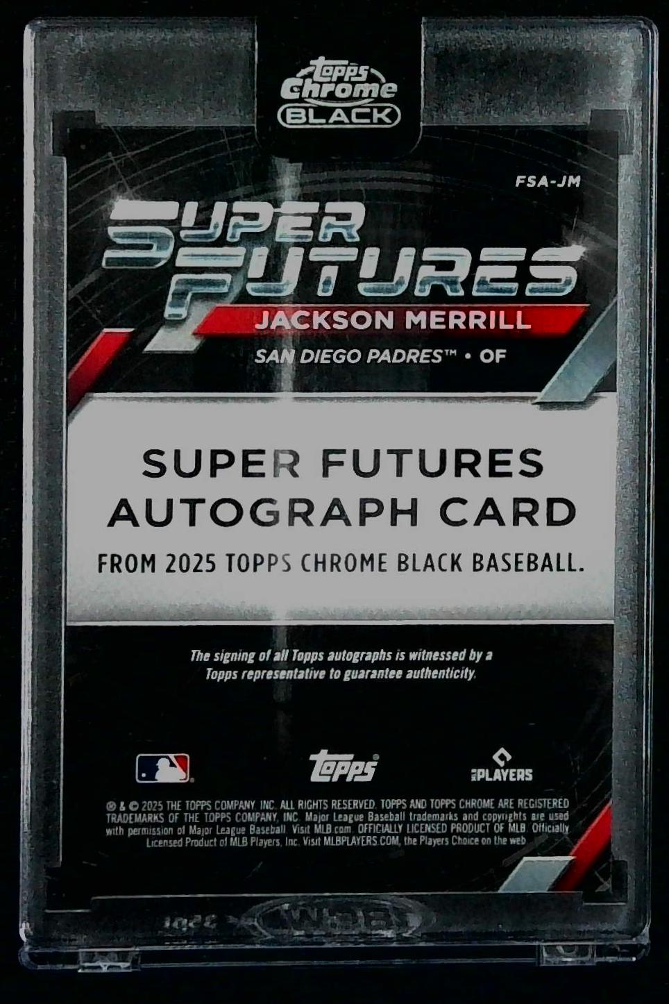 2025 Topps Chrome Black Jackson Merrill Super Futures Auto /50 FSA-JM