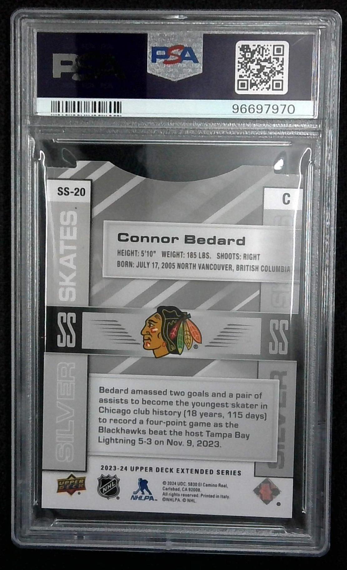 2023-24 Upper Deck Connor Bedard Silver Skates Rookie RC #SS20 PSA 9 Blackhawks