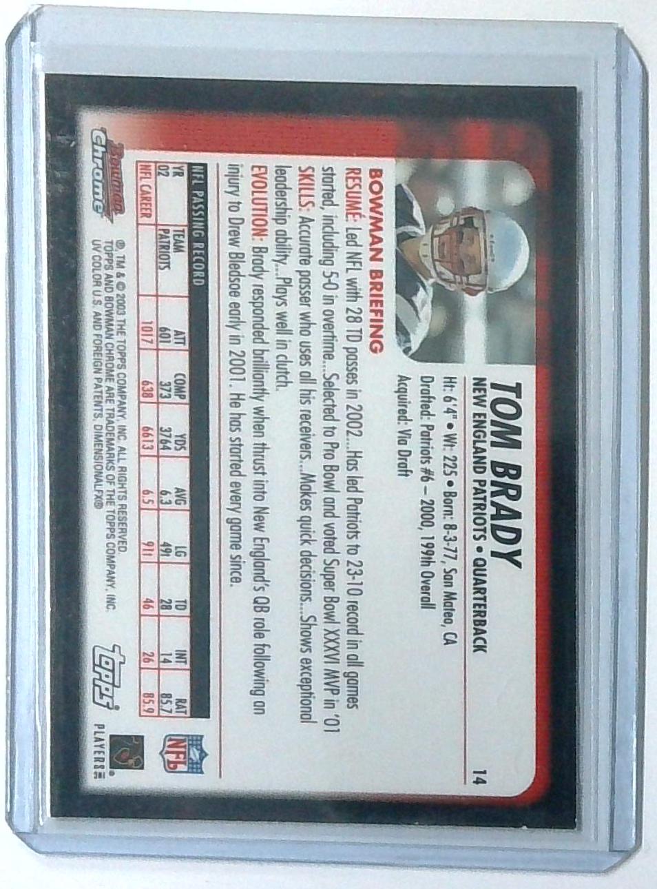 2003 Bowman Chrome Tom Brady #14 New England Patriots