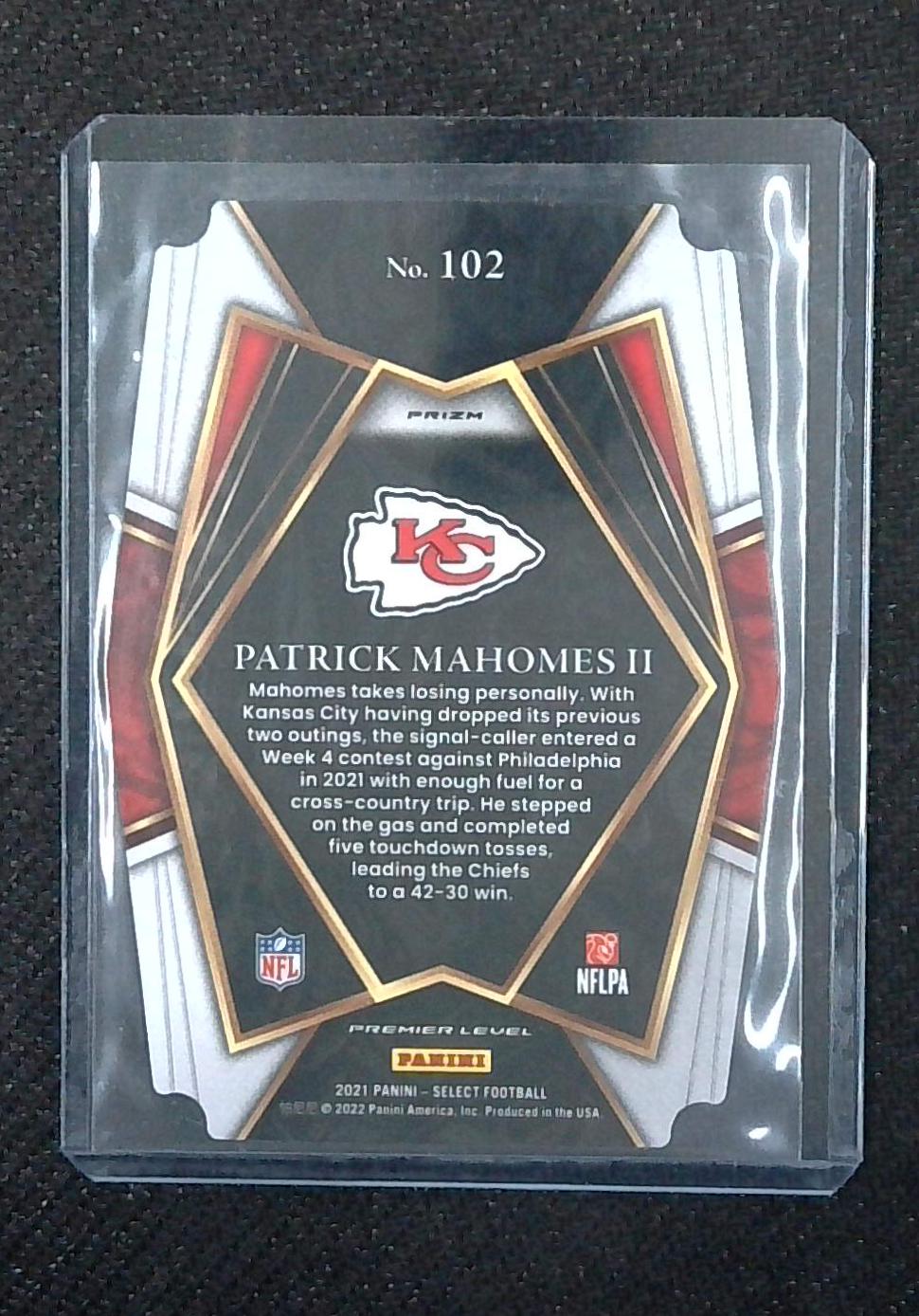Patrick Mahomes II 2021 Panini Select Premier Level Red Yellow Die Cut #102