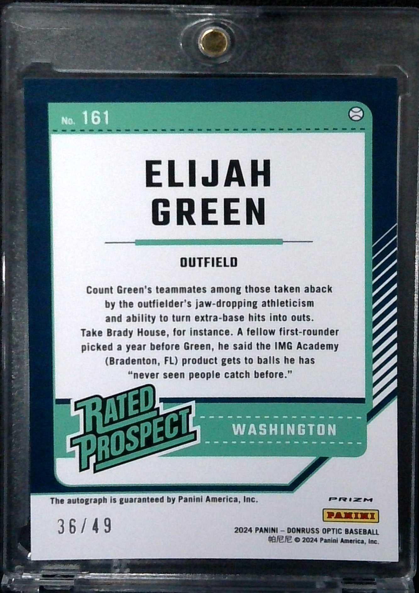 2024 Donruss Optic Elijah Green Purple Auto /49