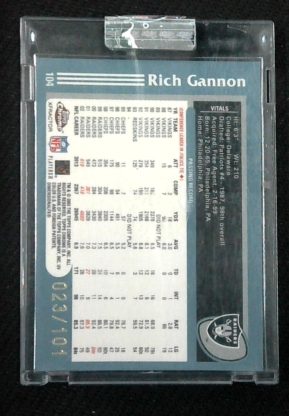 2003 Topps Chrome Gold Xfractor Rich Gannon /101
