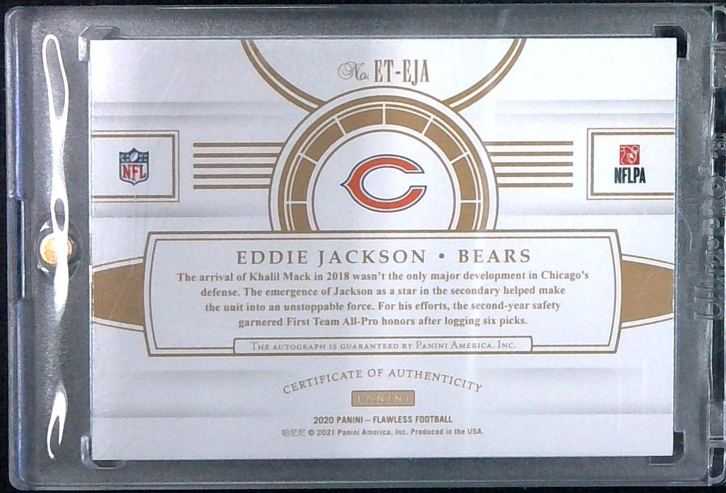 2020 Panini Flawless Eddie Jackson Auto Etched in Time /25