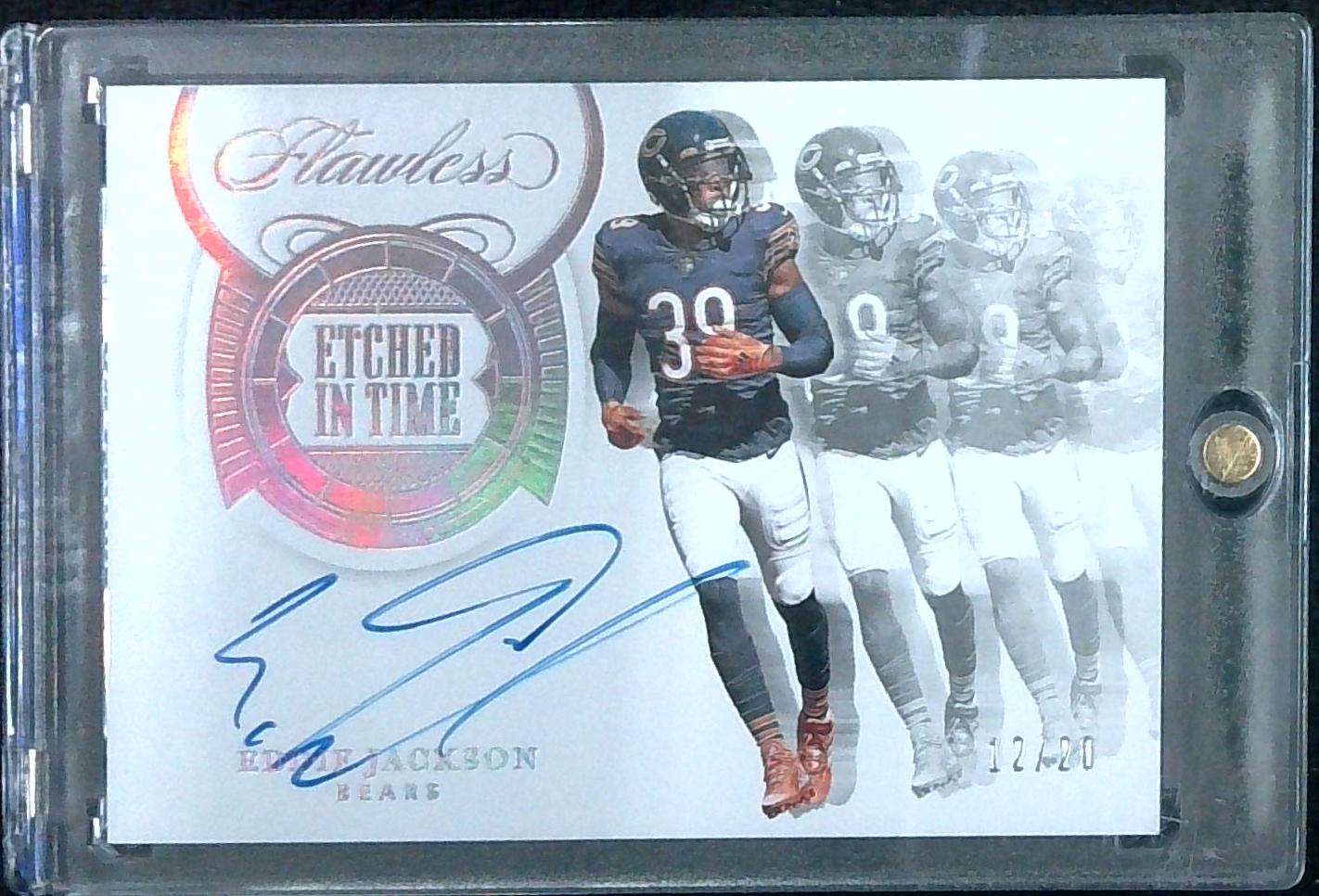 2020 Panini Flawless Eddie Jackson Autograph Auto Silver /20 Bears Etched In Time