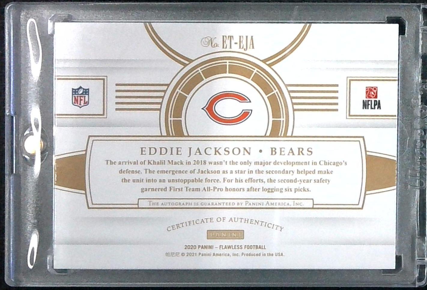 2020 Panini Flawless Eddie Jackson Autograph Auto Silver /20 Bears Etched In Time