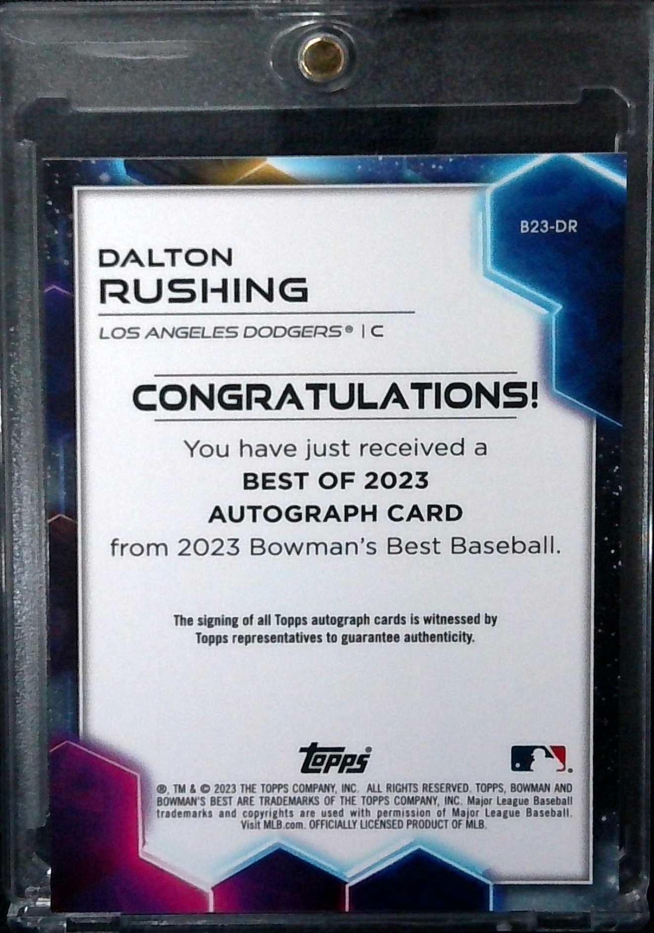 2023 Bowman's Best Dalton Rushing On Card Auto Dodgers