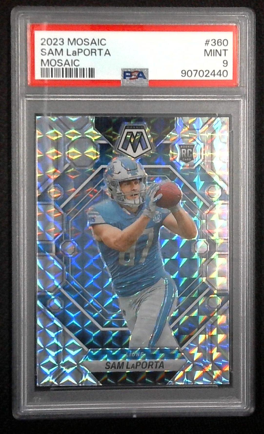 2023 MOSAIC SILVER PRIZM SAM LAPORTA Mosaic #360 ROOKIE RC PSA 9 Mint Lions