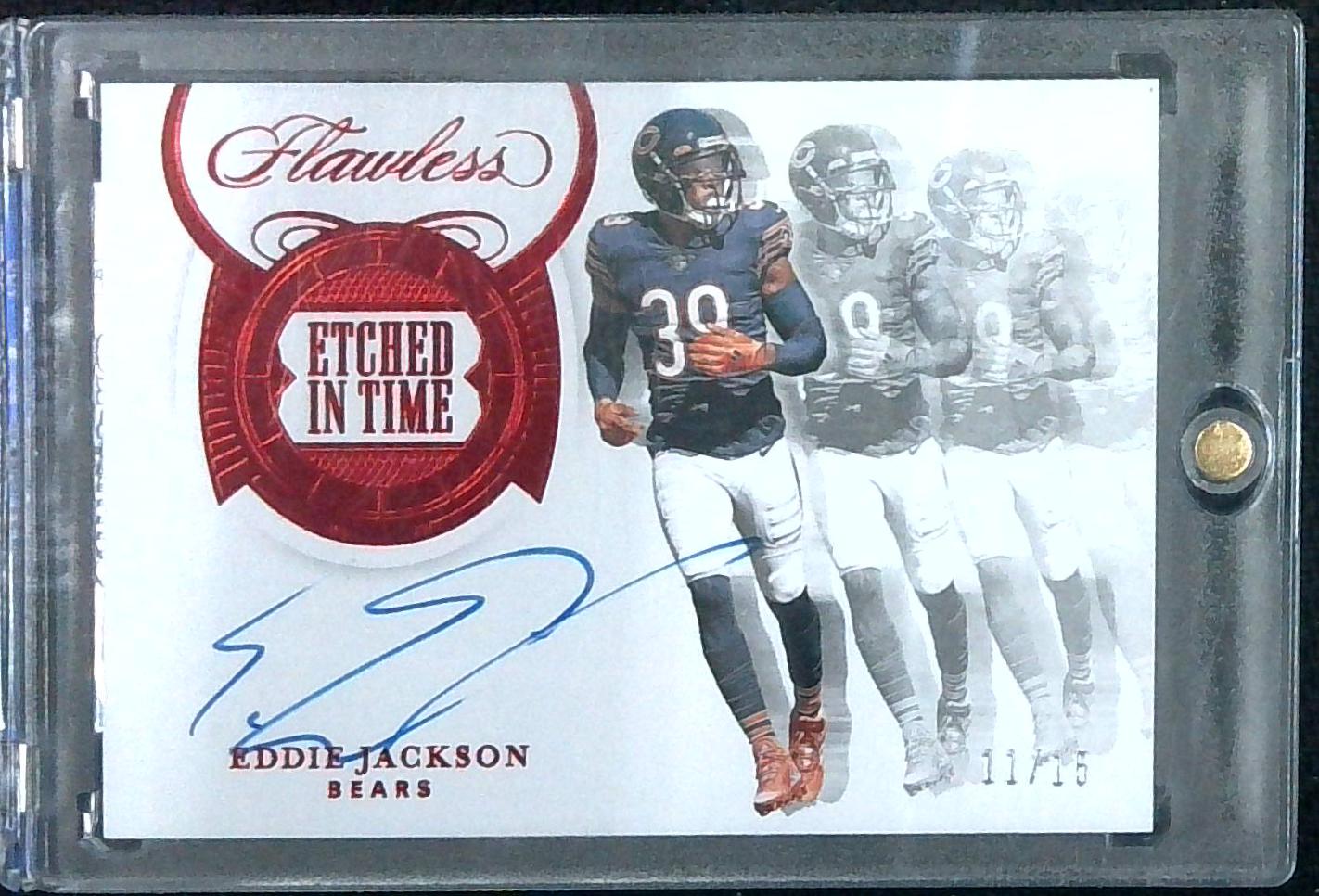 2020 Panini Flawless Eddie Jackson Autograph Auto Red /15 Bears Etched In Time