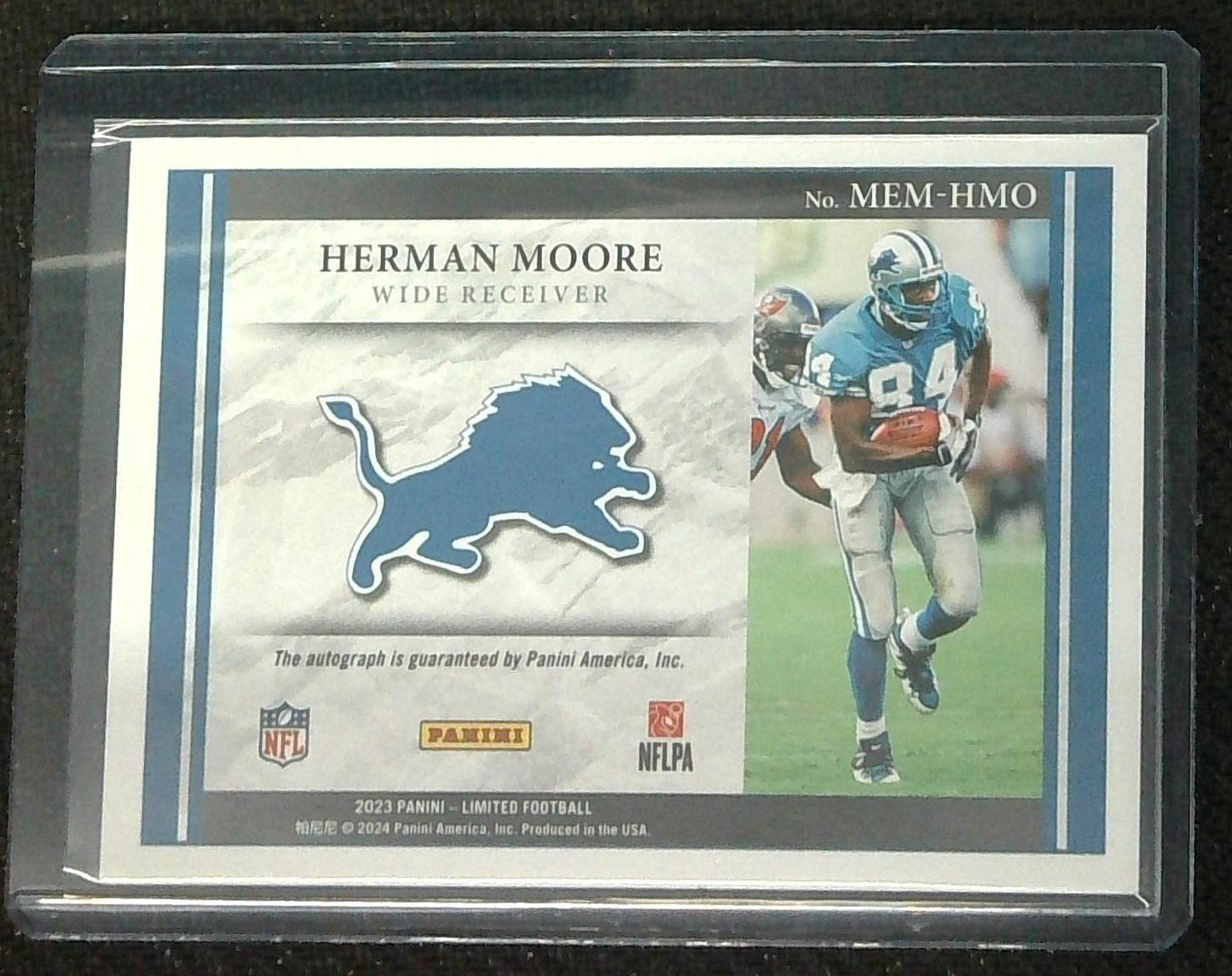 Herman Moore 2023 Panini Limited SP Limited Membership On Card Auto /99 Lions